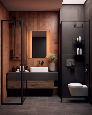 Earthy elegance modern bathroom renovation by VGB Builder