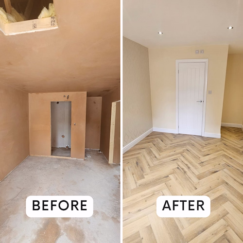 Garage conversion into a small bathroom showing modern fixtures and space optimization
